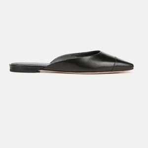 Veronica Beard Carlotta Black Leather Flat Mule